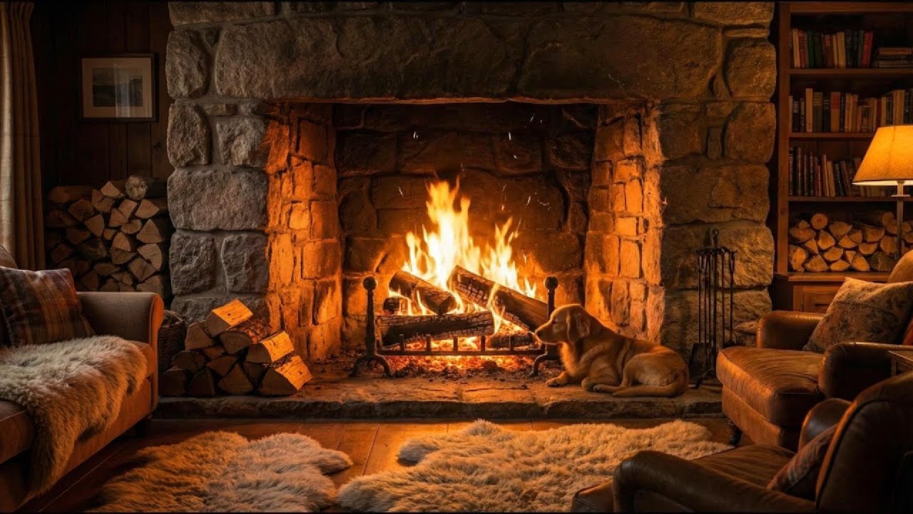 Cozy Fireplace Ambience - Relaxing Smooth Jazz & Piano Music (4 Hours)