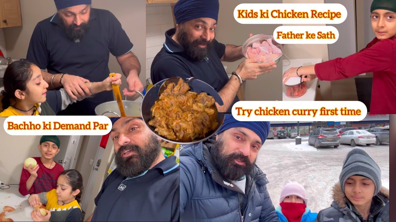 Aaj Kitchen ke Raja Hum🤪!! bachoo ki Masti aur help se first time🐓🍗curry try ki !Recipe bachoo ki👨‍🍳