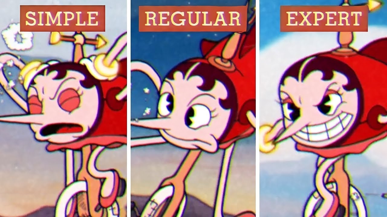 Cuphead - Hilda Berg - Simple vs Regular vs Expert Difficulty
