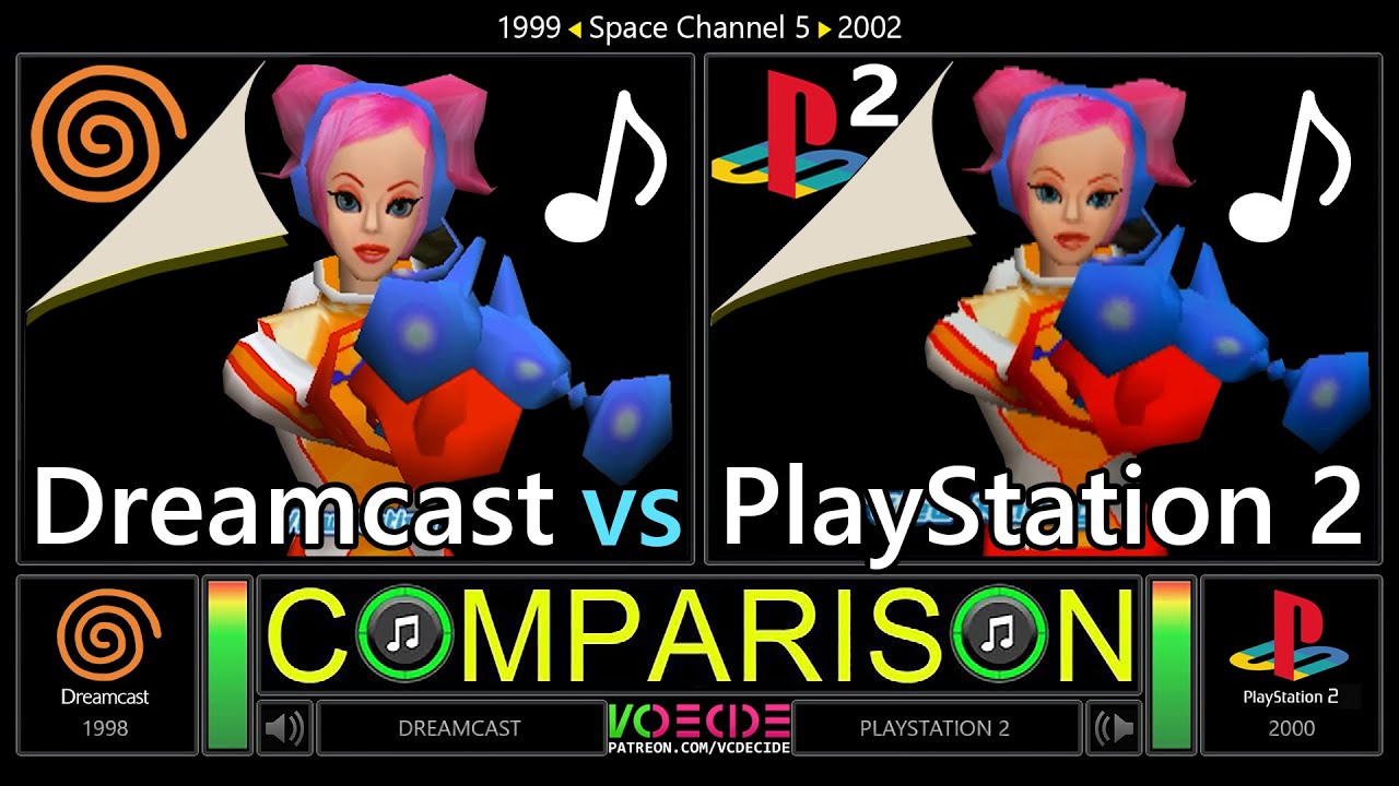 Space Channel 5 (Dreamcast vs PlayStation 2) Side by Side Comparison - Dual Longplay