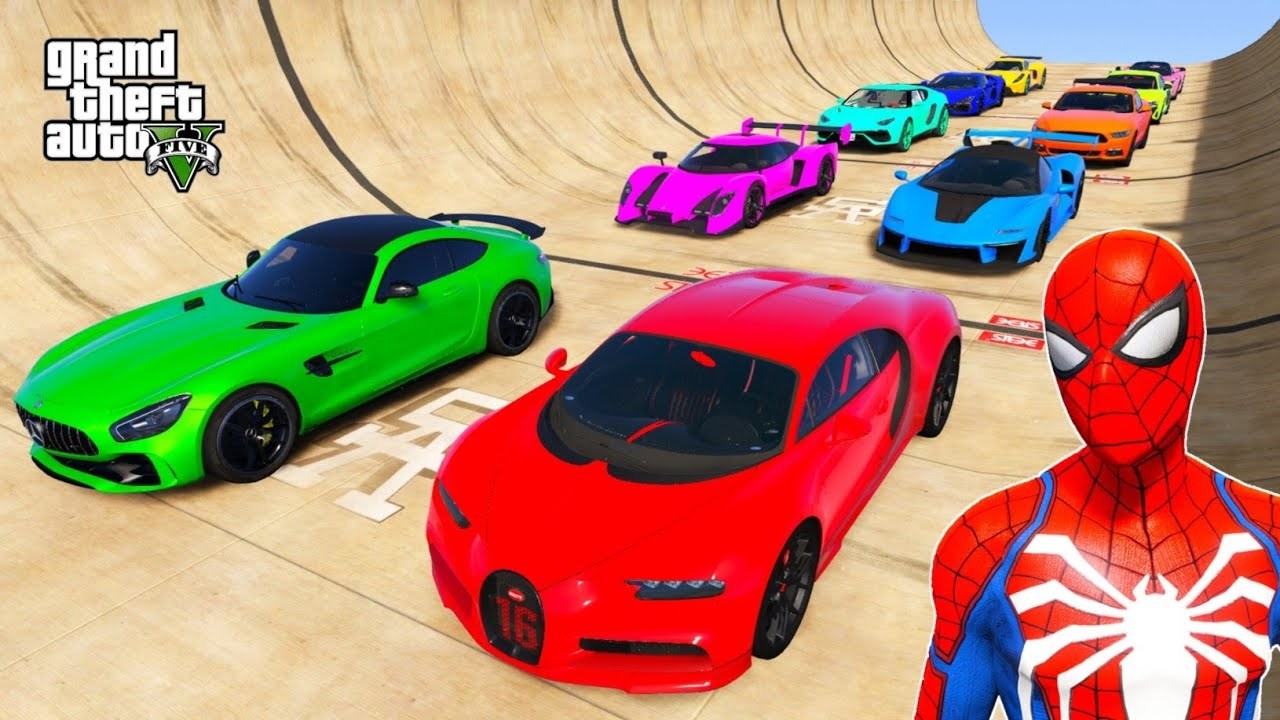 Spiderman gta5 stunt race mega ramp challenge #spiderman #spidermangta5 #goku #vegeta #gta5 #stunt