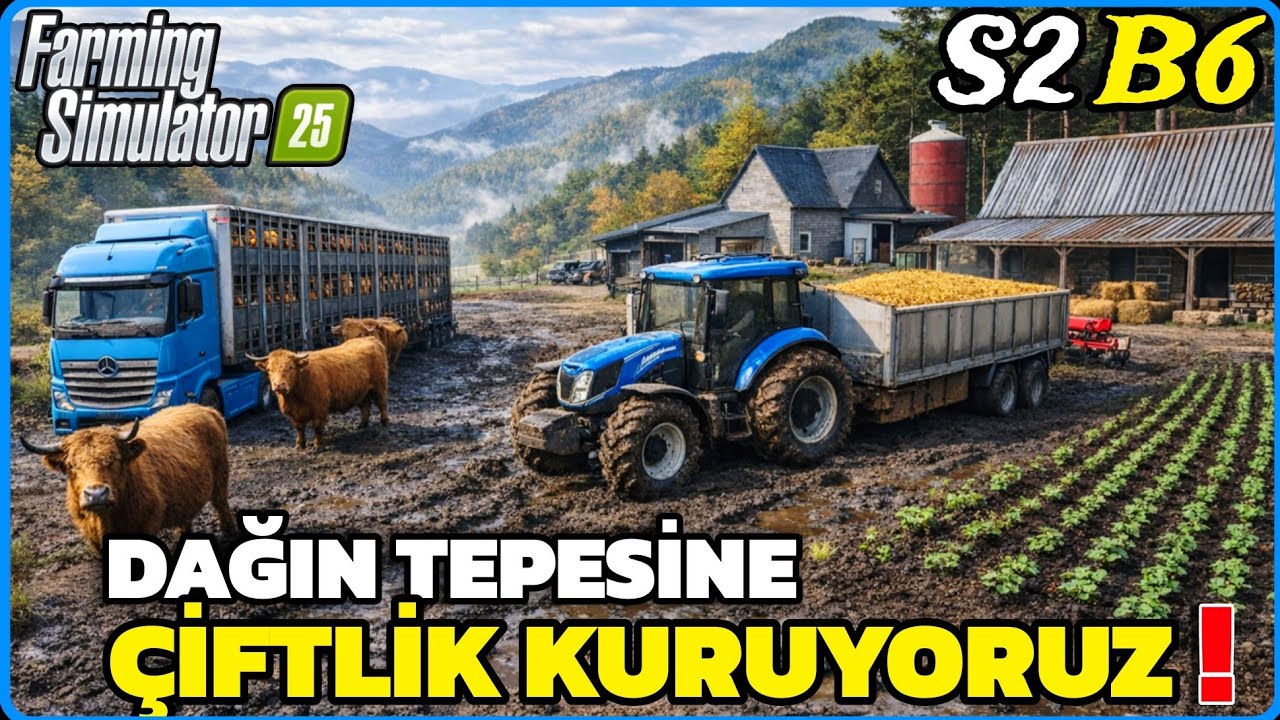 DAĞIN TEPESİNDEKİ ÇİFTLİĞİMİZE İNEKLERİMİZİ VE YEMLERİNİ GETİRDİK🔸️YENİ TARLA ALANI AÇIP EKTİK🔸️FS25