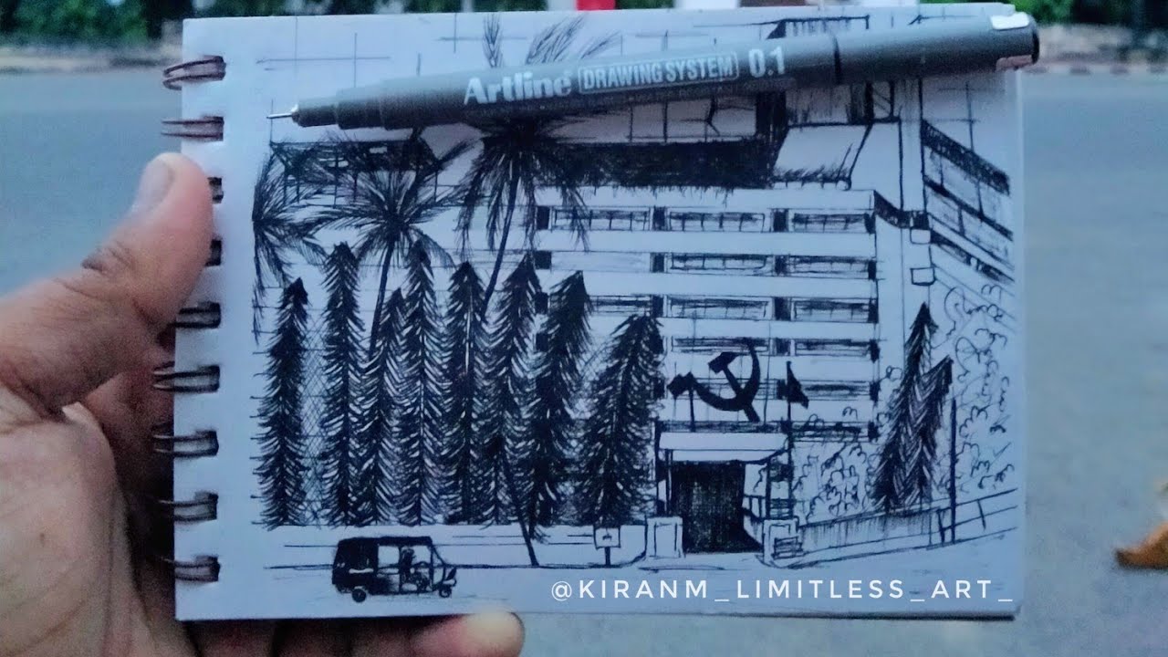 Urban Sketching AKG Centre Thiruvananthapuram #akg #kerala #akgkerala #sfi #trivandrum #urbanart