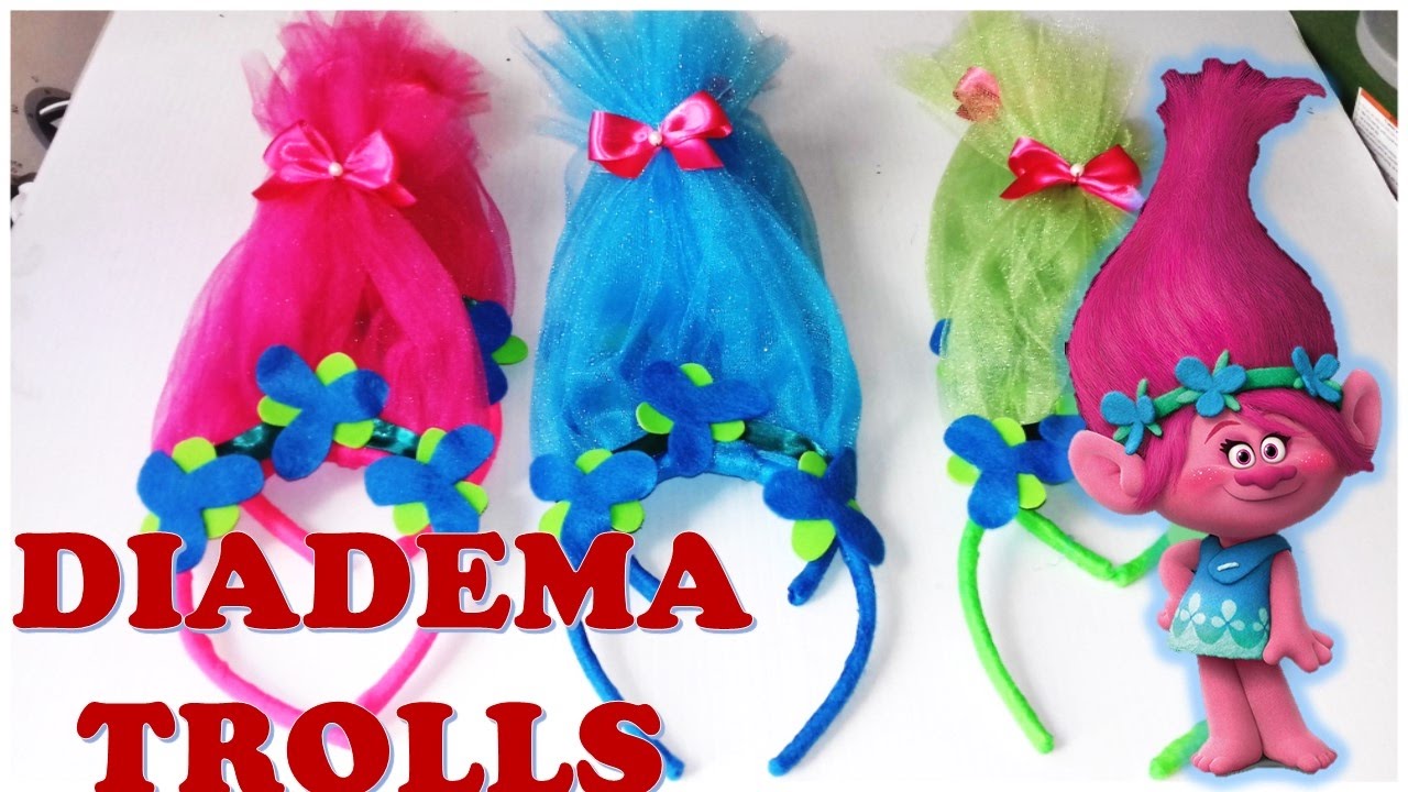 D.I.Y. Poppy trolls diadema para fiesta!!! Hazlo facil!!!