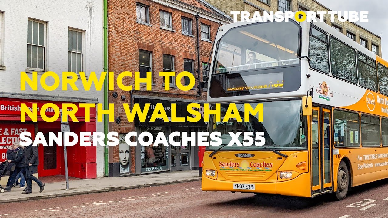 Norwich to North Walsham • Sanders Coaches X55 • Realtime