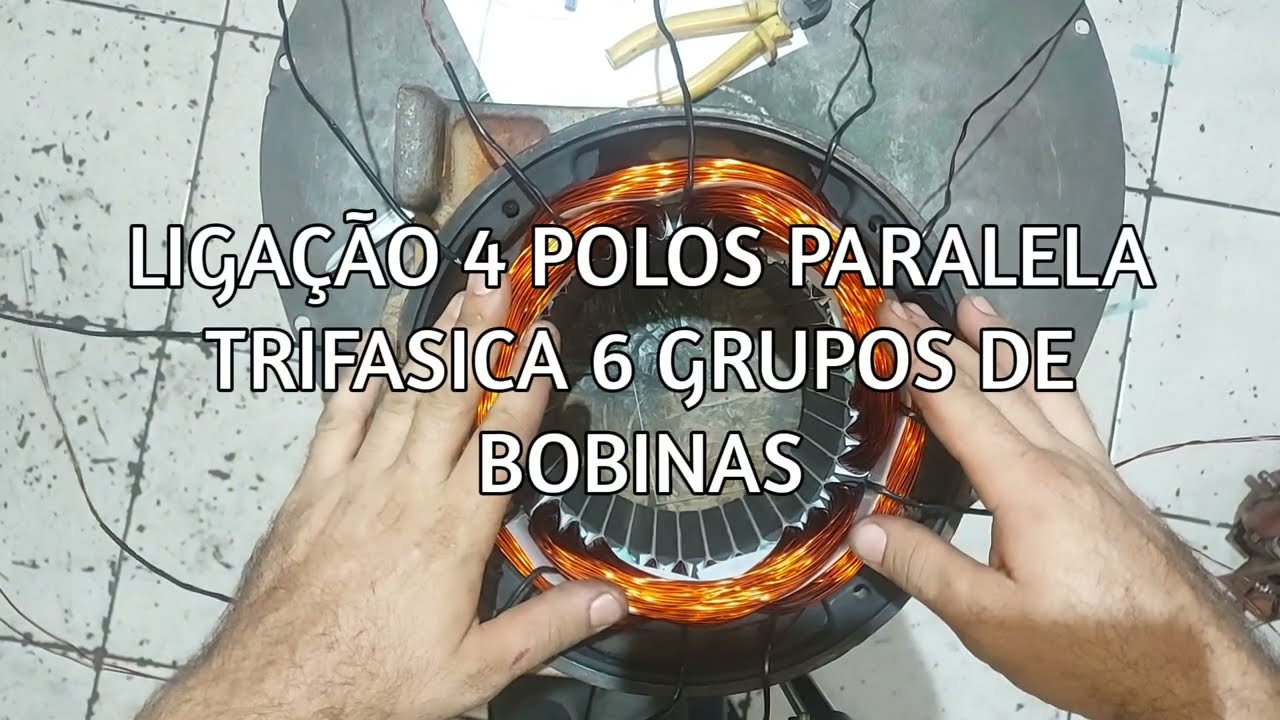 APRENDENDO LIGAÇÃO PARALELA MOTOR 4 POLOS TRIFASICO 6 GRUPOS DE BOBINAS
