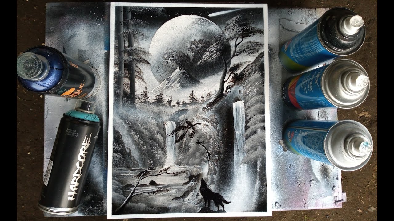 Aprenda a Pintar un Paisaje en Blanco y Negro Spray Paint Art