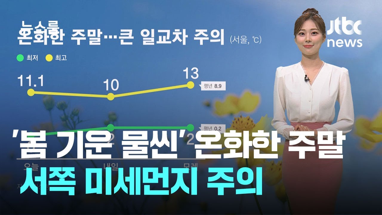 [날씨] '봄 기운 물씬' 온화한 주말…서쪽 미세먼지 주의 / JTBC 뉴스룸