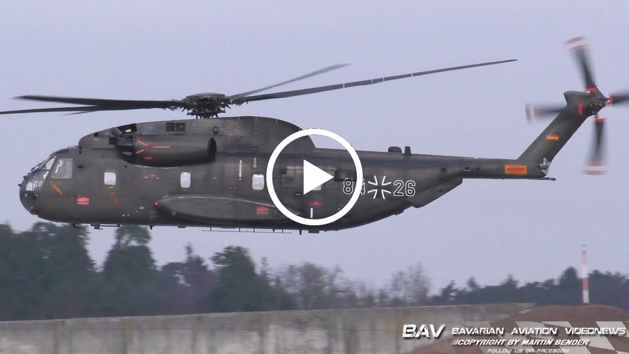 Sikorsky CH-53GE - German Air Force 84+26 - low approach and landing at Manching Air Base