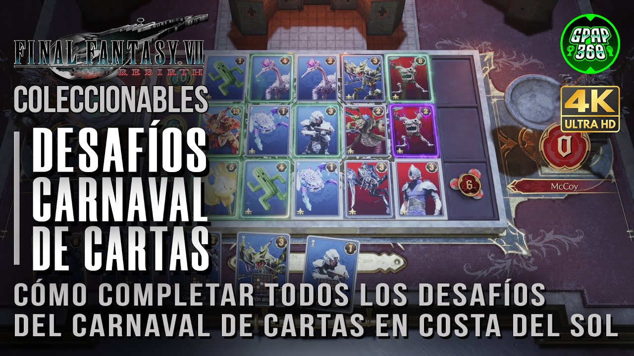 Final Fantasy VII Rebirth | Guía de TODOS los Desafíos del Carnaval de cartas de Costa del Sol