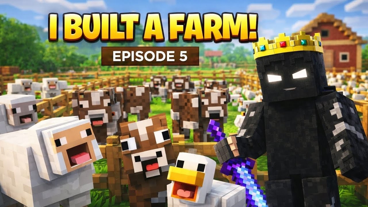 Minecraft Survival EP 5 | Wheat Farm + Cow, Sheep, Pig & Chicken Area 🐄🌾