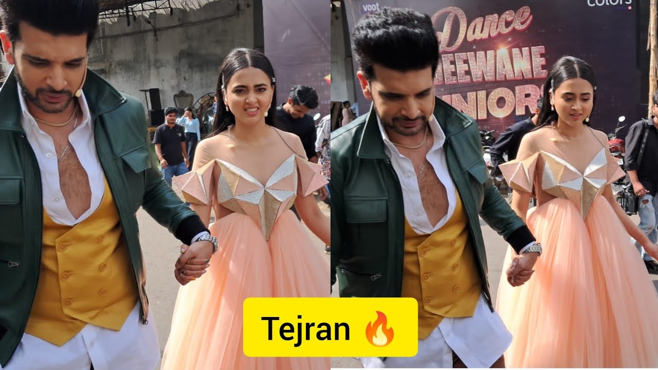 Tejasswi Prakash Holding Hand Of Karan Kundra Clicked At Dance Deewane Juniors Set In Filmcity