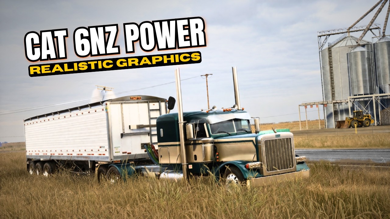CATERPILLAR 6NZ Power! | Custom Peterbilt Hauling Wheat to Plainville | ATS Realistic 4K
