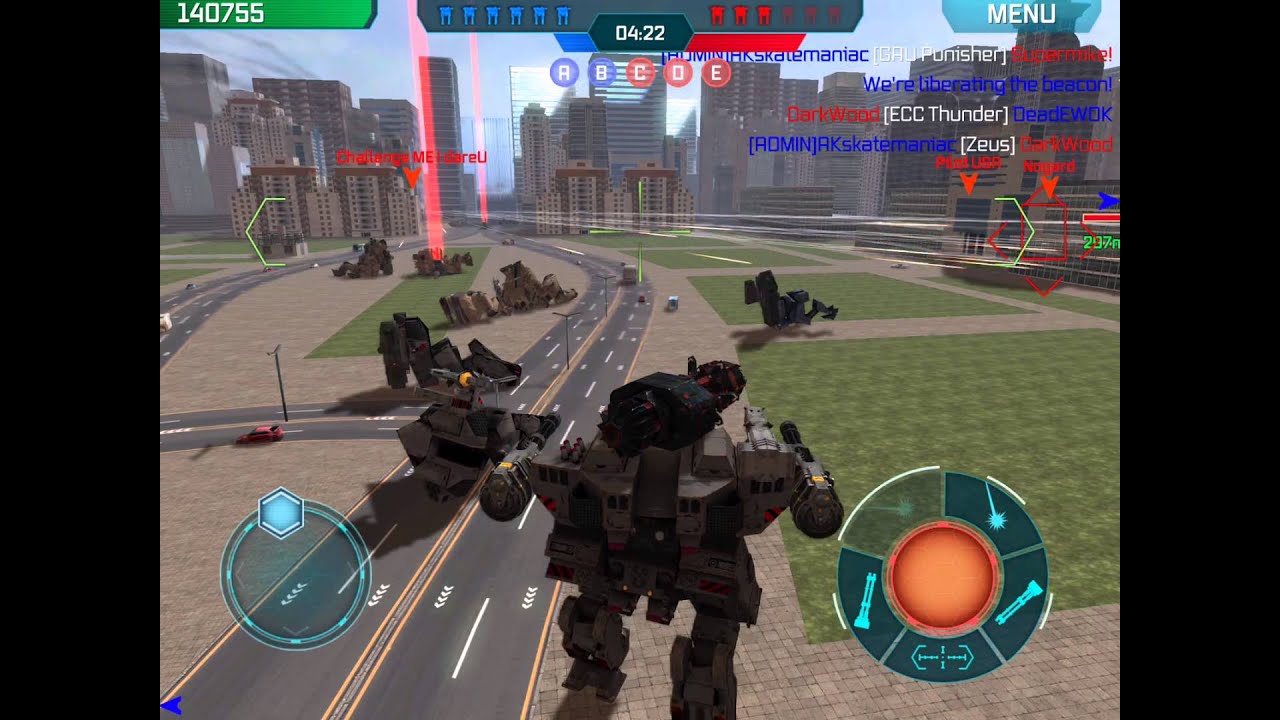 Walking war robots Rhino with taran and magnum