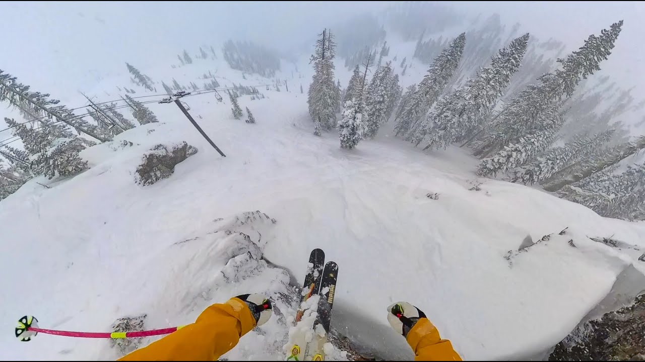 Skiing A Big Powder Day at Palisades Tahoe, California