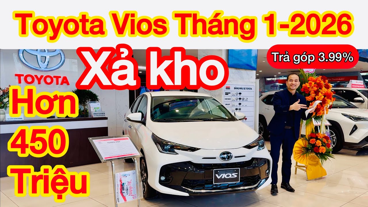 Bảng Giá Xe Toyota Vios tháng 1/2026 khuyến mại hơn 50% thuế trước bạ, lăn bánh mới nhất 488 triệu