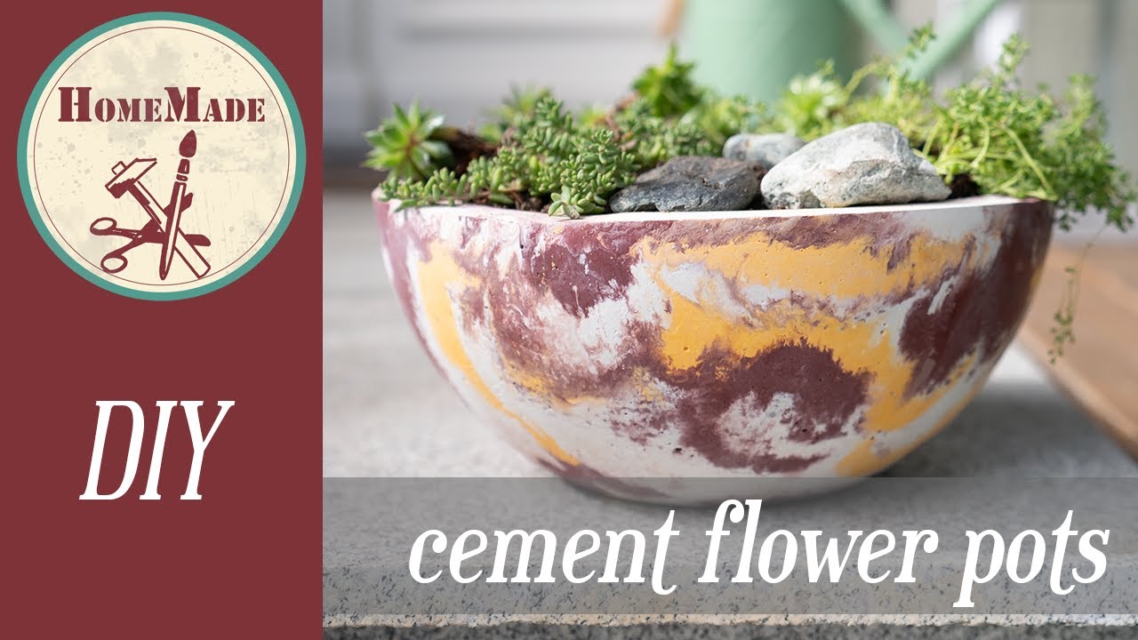 DIY | Cement flower pots | Marble effect - (Beton Blumentopf | Marmoriert)
