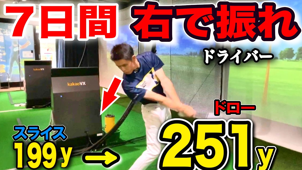 【ゴルフが覚醒】これで激飛び！何年も下手なままにするな！１週間右サイドで振れば飛距離アップ！超飛ぶドローボールを打ってスライスを卒業。【飛距離アップ|方向性安定】