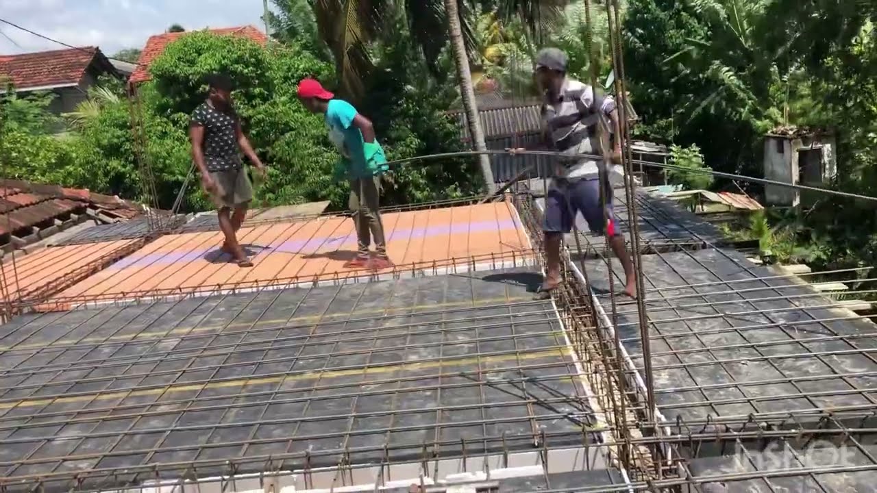 Slab construction steel work සැටලින් කම්බි වැඩ.top bottom bar 