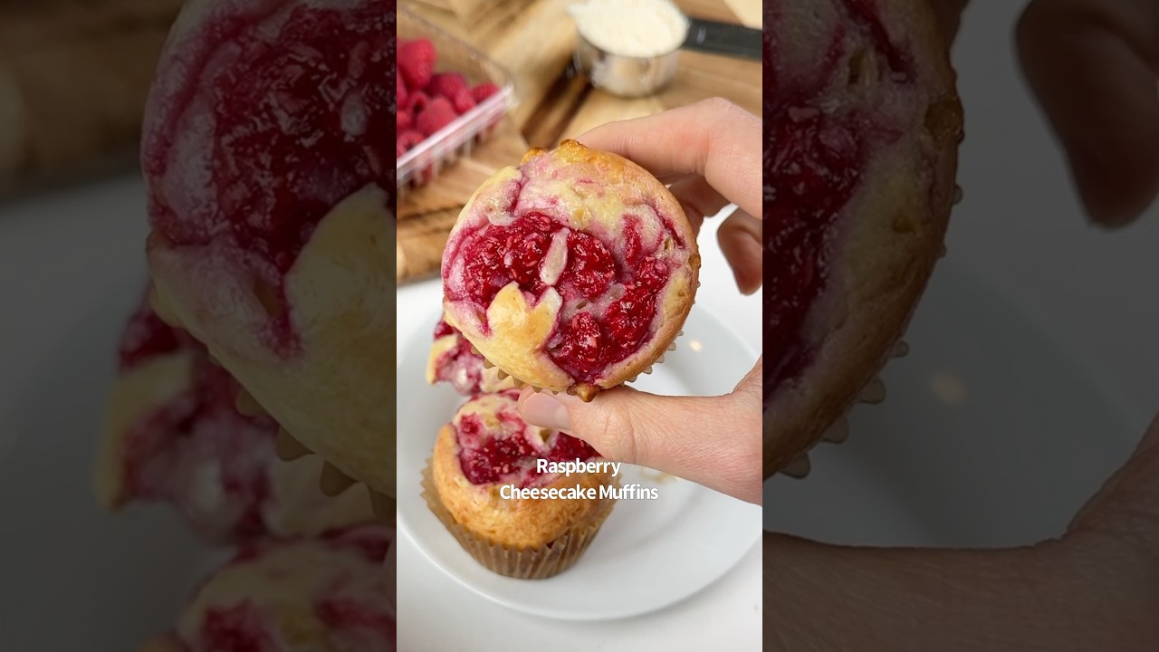 Протеиновые маффины с малиновым чизкейком 🤤🙌