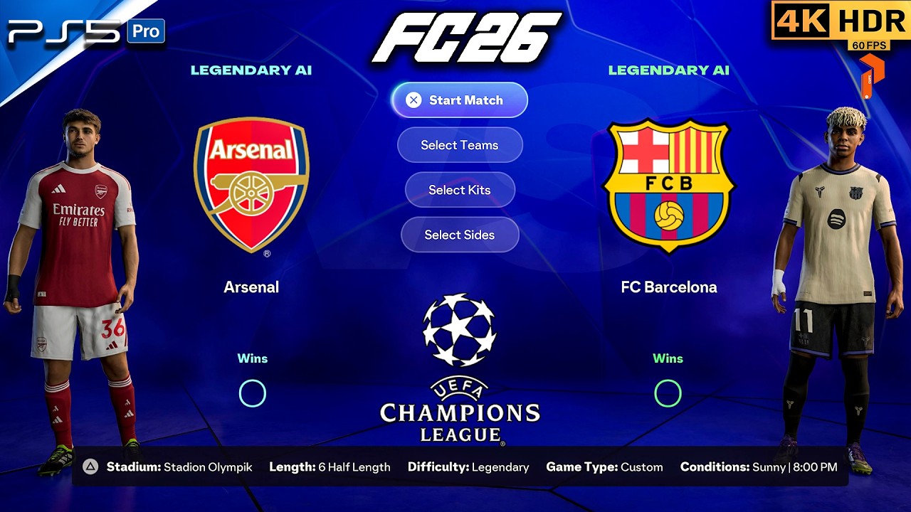 FC 26 Champions League Final! Arsenal vs Barça | PS5 4K HDR #fc26 #ps5 #4k #viral #fyp #football