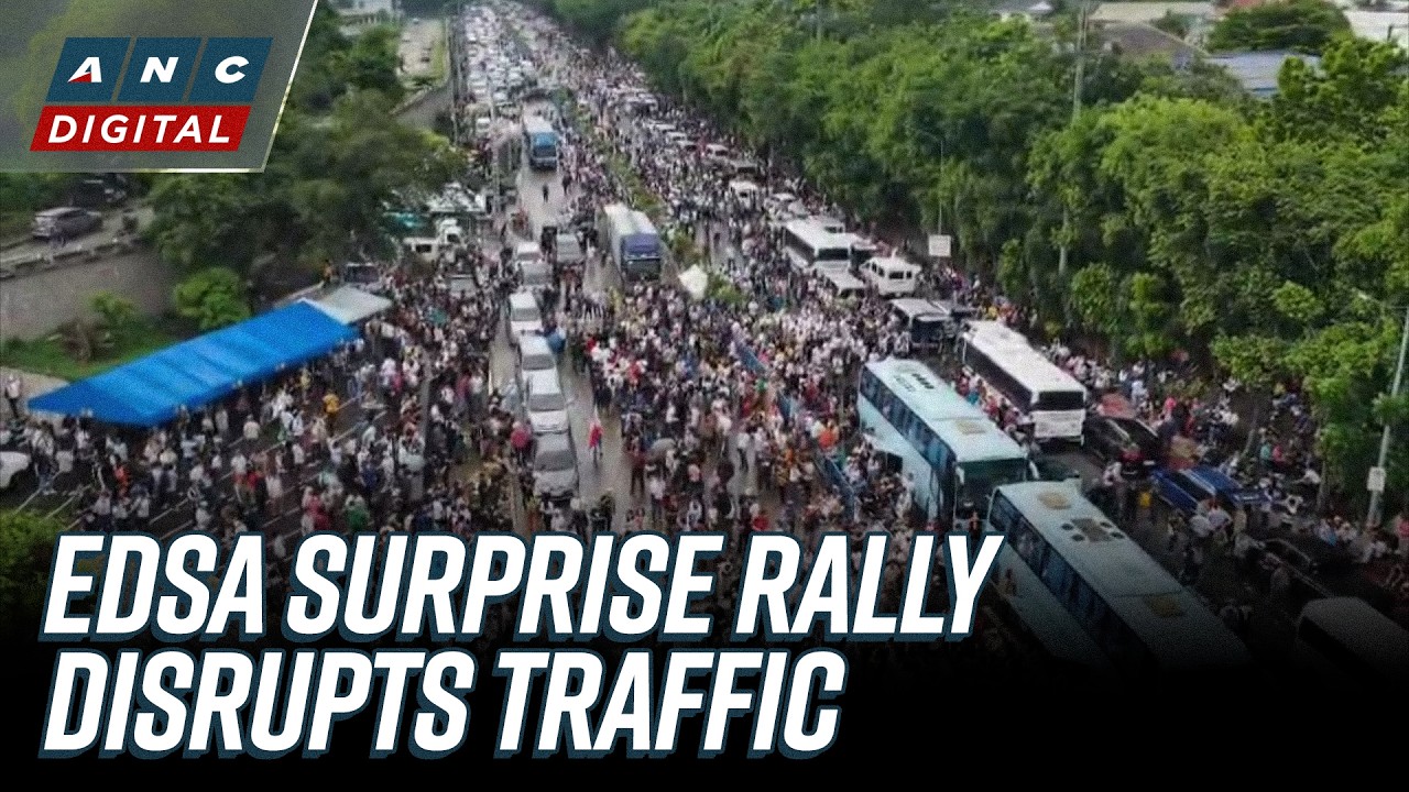 LOOK: Religious group holds 'emergency rally' at EDSA, disrupts morning rush hour | ANC