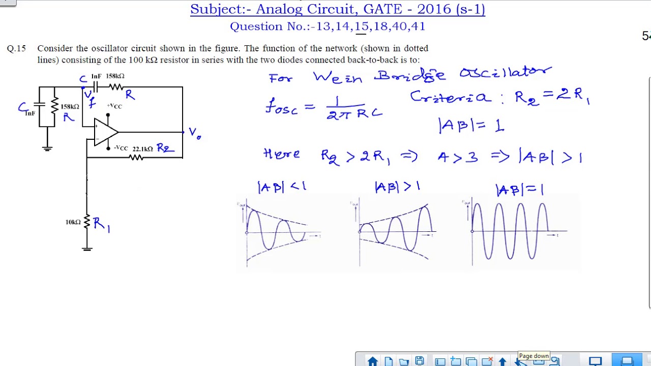 EC Analog Circuits all questions and answers GATE 2016 session 1