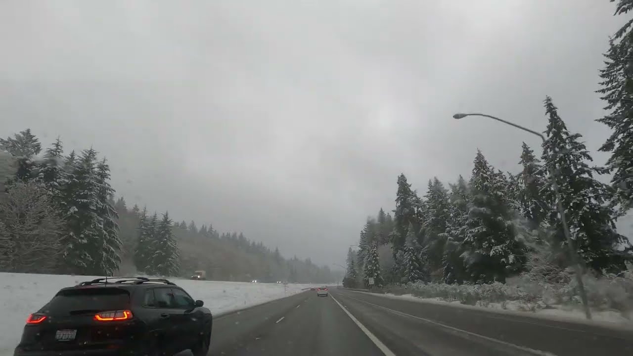 Driving in the Snow from Port Orchard to Poulsbo, Washington