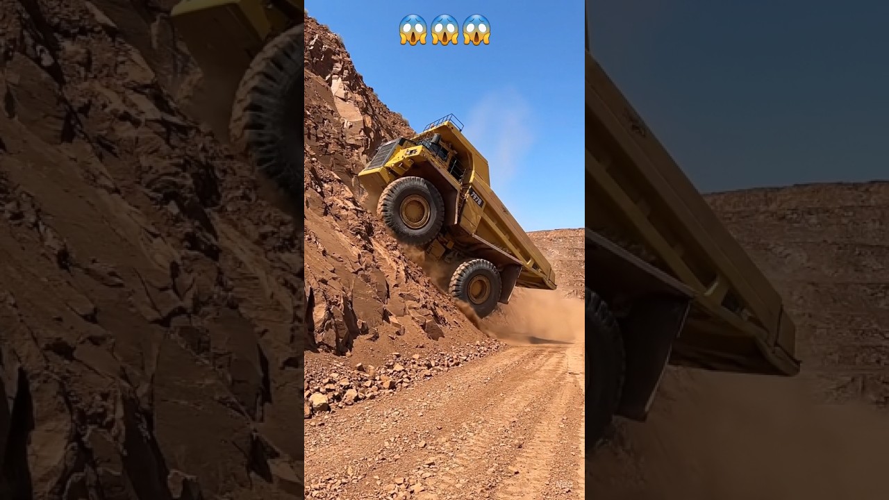 World&rsquo;s Largest Cat 797B Dump Truck Conquers 90&deg; Mountain Road 😱‼️