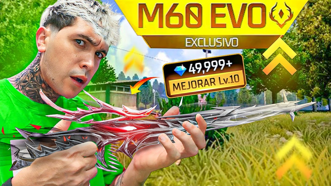 CONSIGO LA M60 EVOLUTIVA A NIVEL MAXIMO en FREE FIRE Y LA PRUEBO EN UNA PARTIDA !! ☠️😱