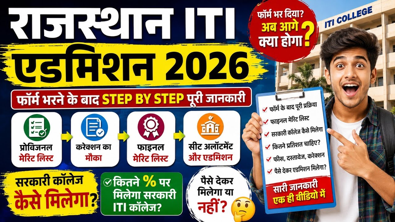 राजस्थान ITI एडमिशन 2026: फॉर्म के बाद क्या होगा? फाइनल मेरिट लिस्ट, ITI  कॉलेज, कितने प्रतिशत चाहिए