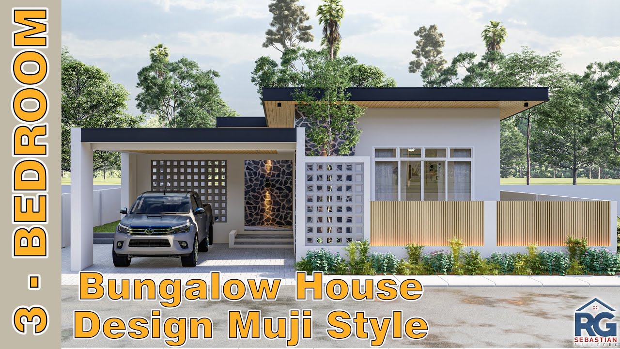 3-Bedroom Bungalow House Design - Muji Style 