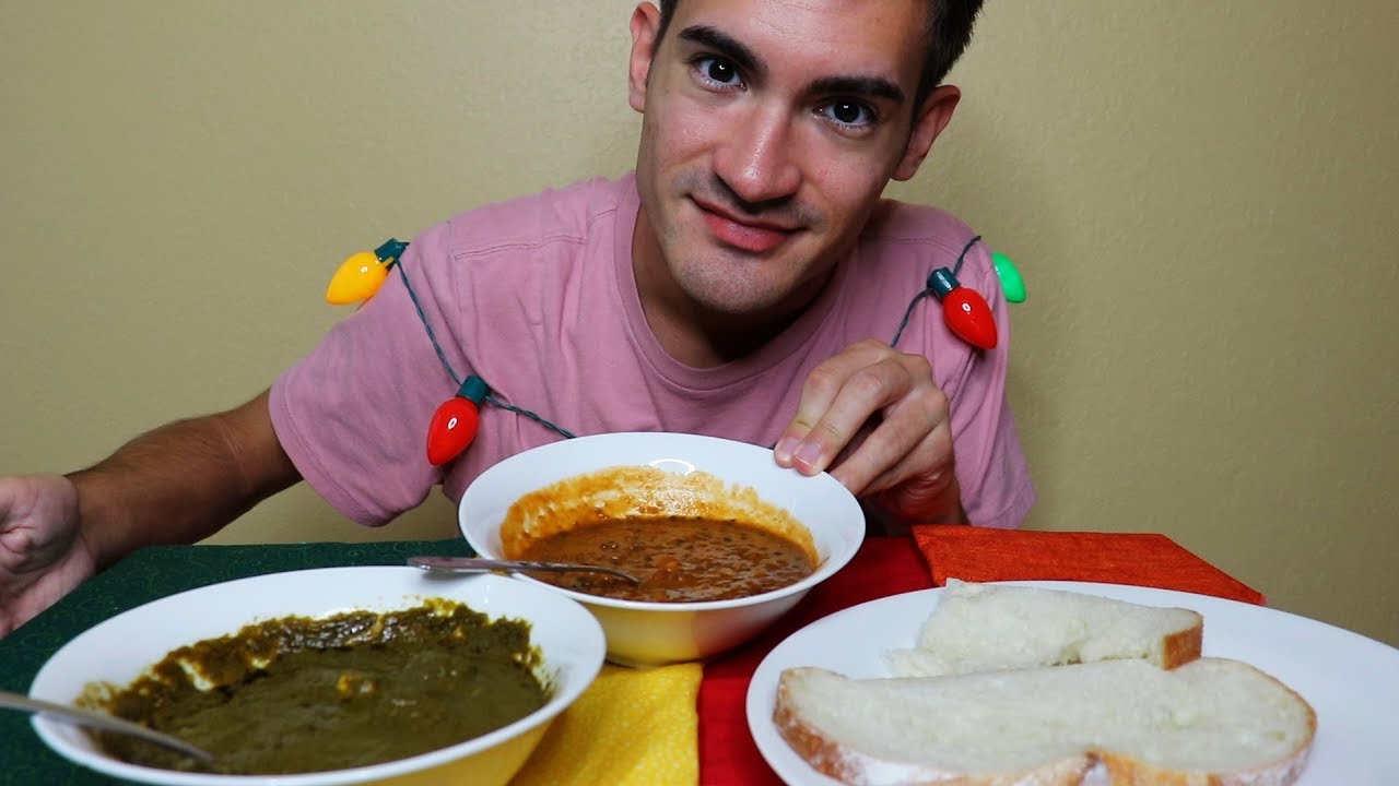 Indian Food Eating ASMR: Palak Paneer & Madras Lentils