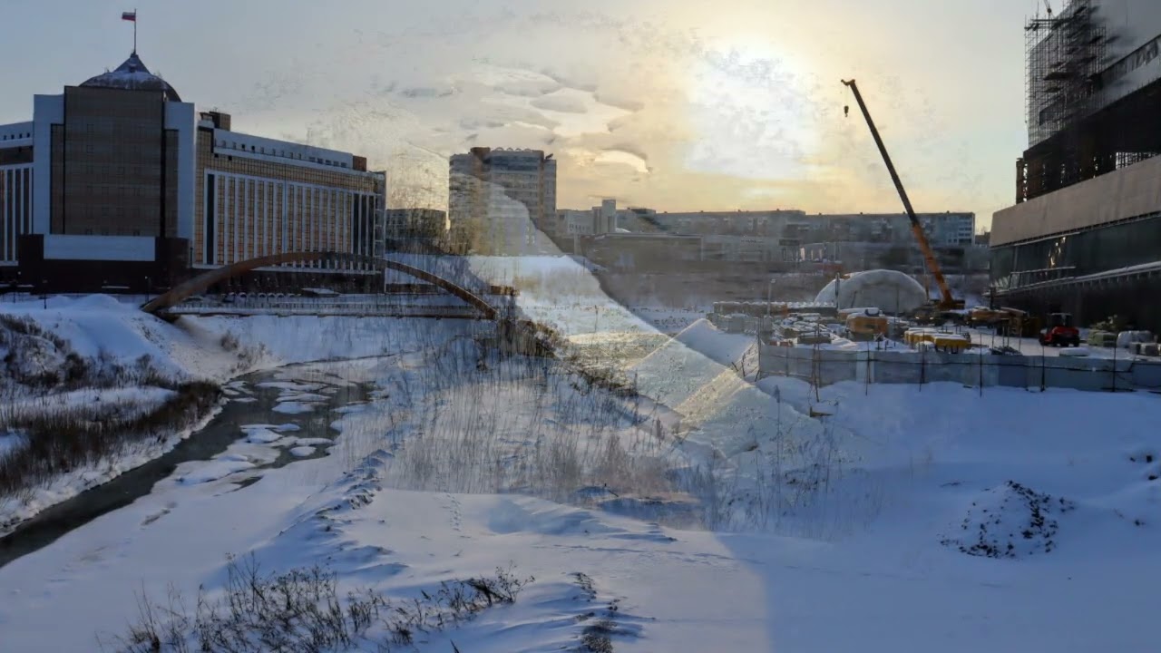 Прогулка по Притомскому Строят кластер, гостиницу, школу. У Лд городок ледовый   Кемерово