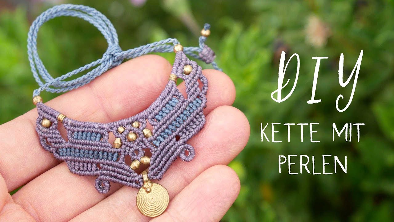 ✨ Makramee Kette mit Anhänger und Perlen - Tutorial✨