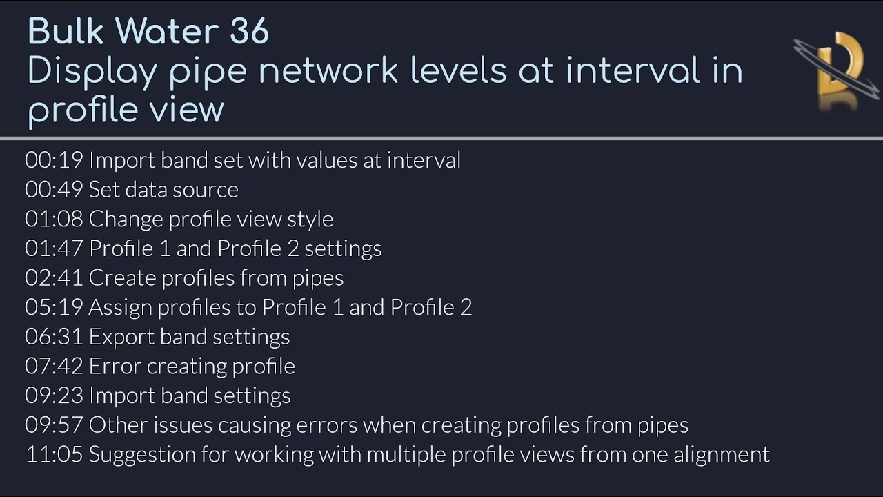 Bulk Water 36 - Display pipe network levels at interval in profile view