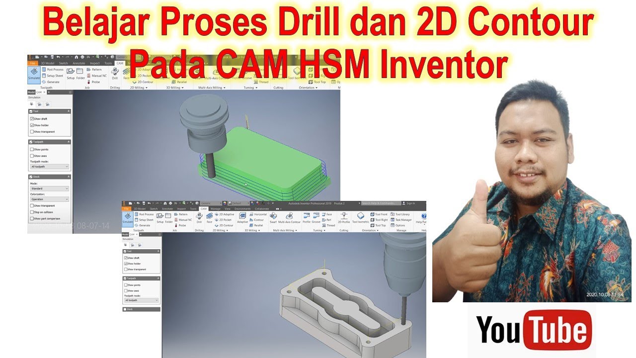 Belajar Proses Drill and 2D Contour Pada CAM HSM Inventor