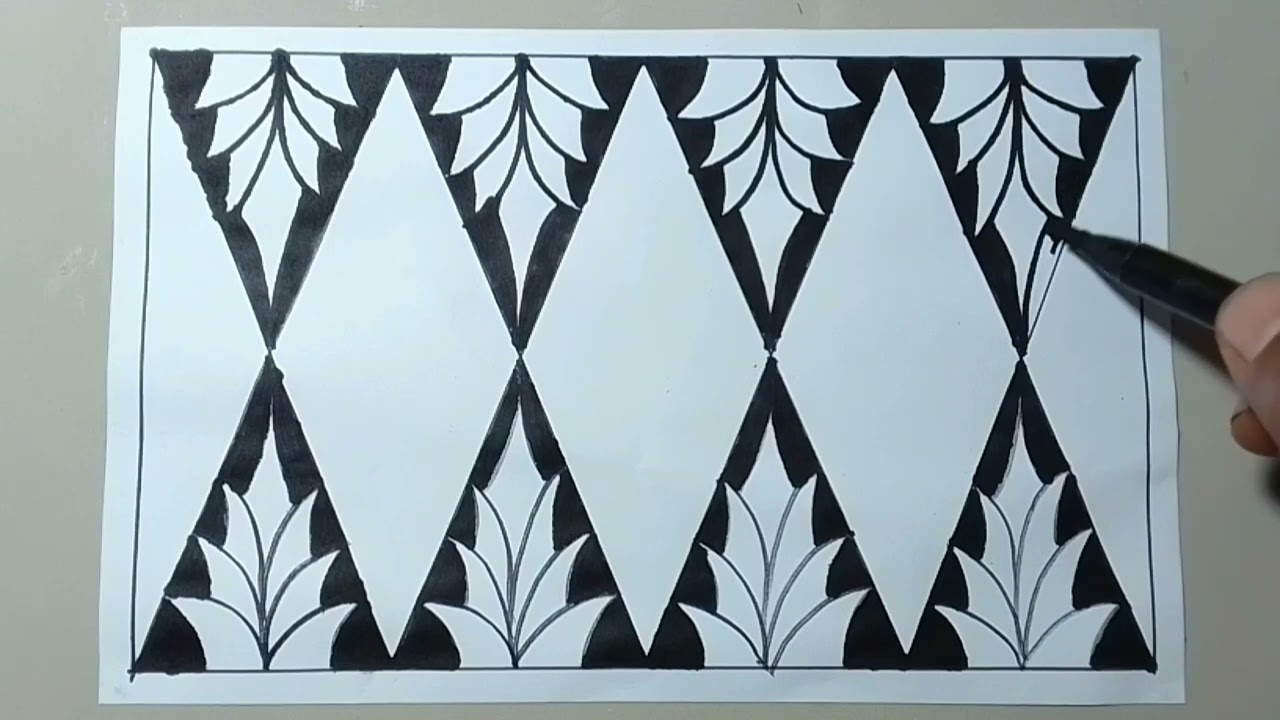 cara menggambar batik betawi motif batik pucuk rebung.