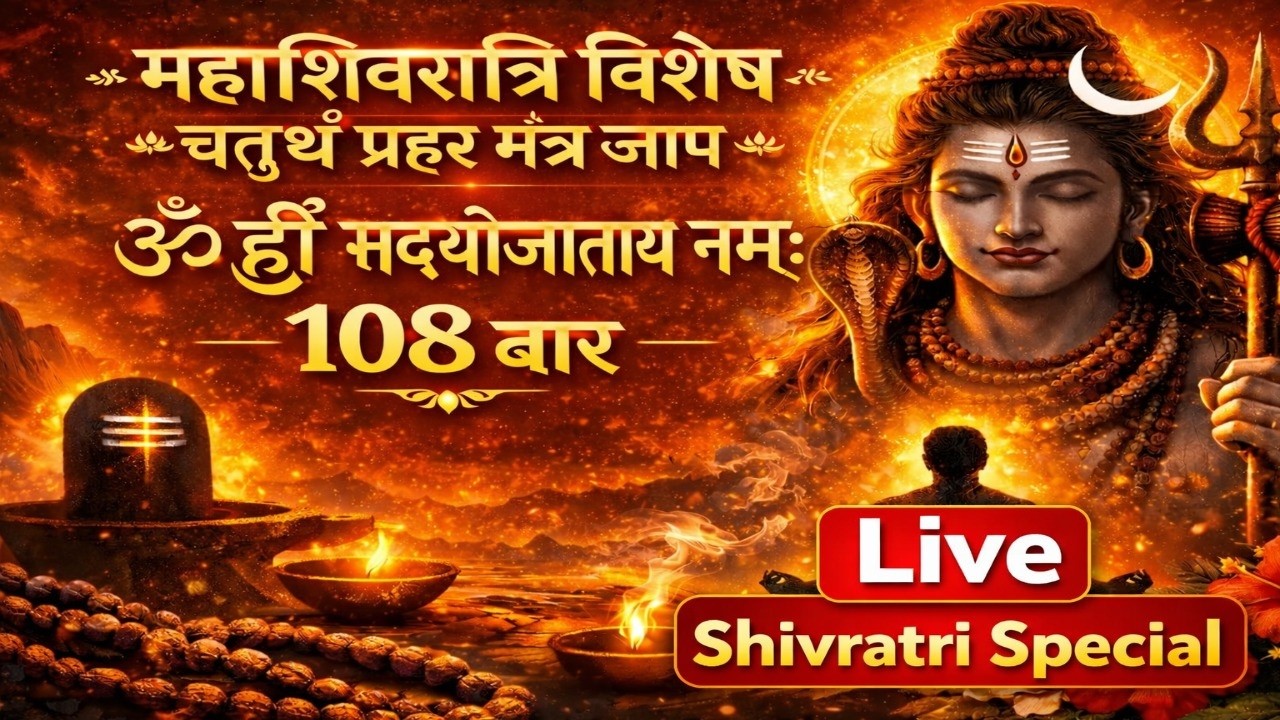 ⚡Live Shivratri Special 🔱चतुर्थ प्रहर मंत्र जाप |ॐ ह्रीं सद्योजाताय नमः |108 बार | शिव कृपा निश्चित!
