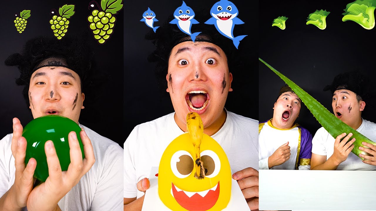 ASMR MUKBANG Большой, средний и маленький Emoji Food Challenge || Нищий против короля