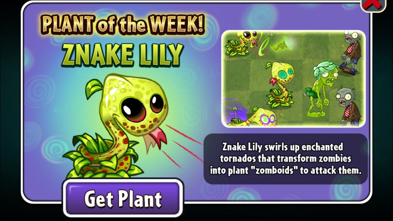 ZNAKE LILY 🐍 lvl 1–5 Plant of the Week NEW PVZ2 Plants vs. Zombies 2