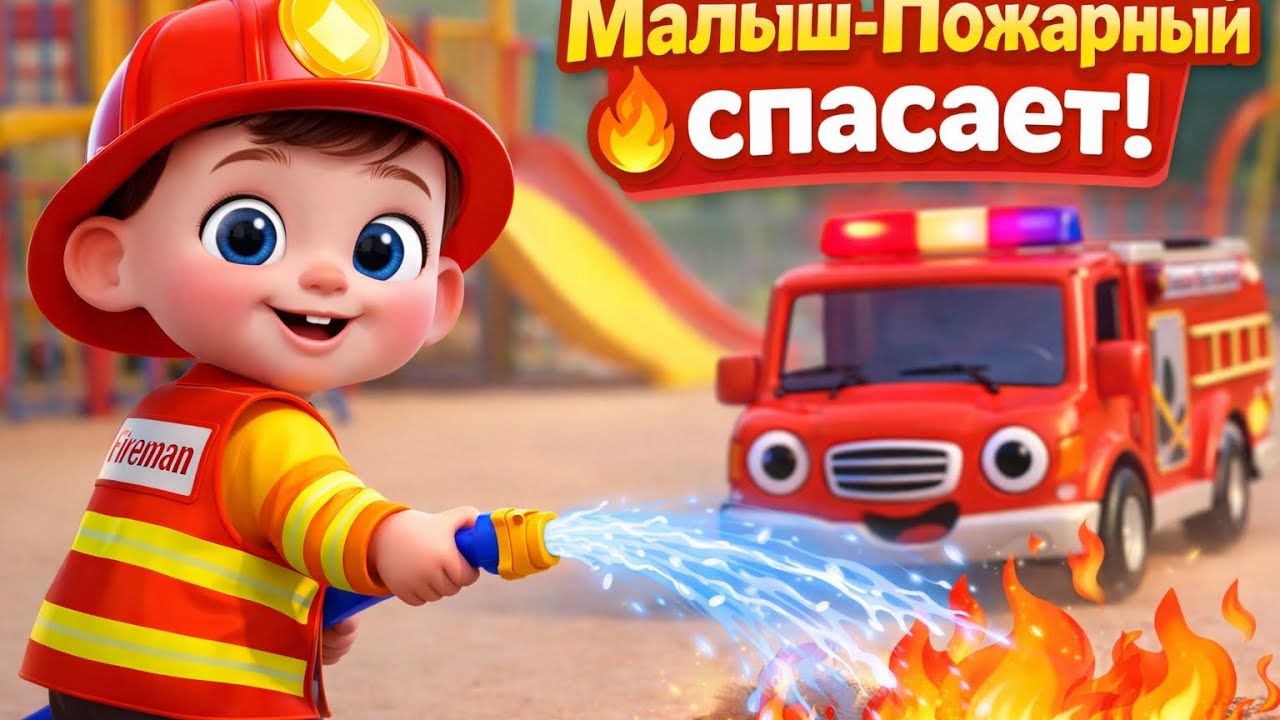 Малыш-Пожарный спасает площадку 🚒 Учим безопасность через игру | Мультик для детей 1–4 года