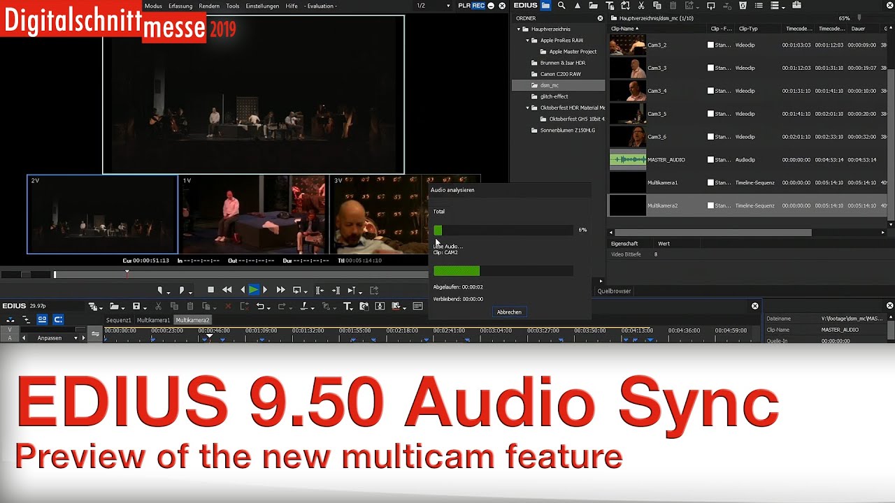 DSM Munich 2019 - EDIUS 9.50 Синхронизация звука