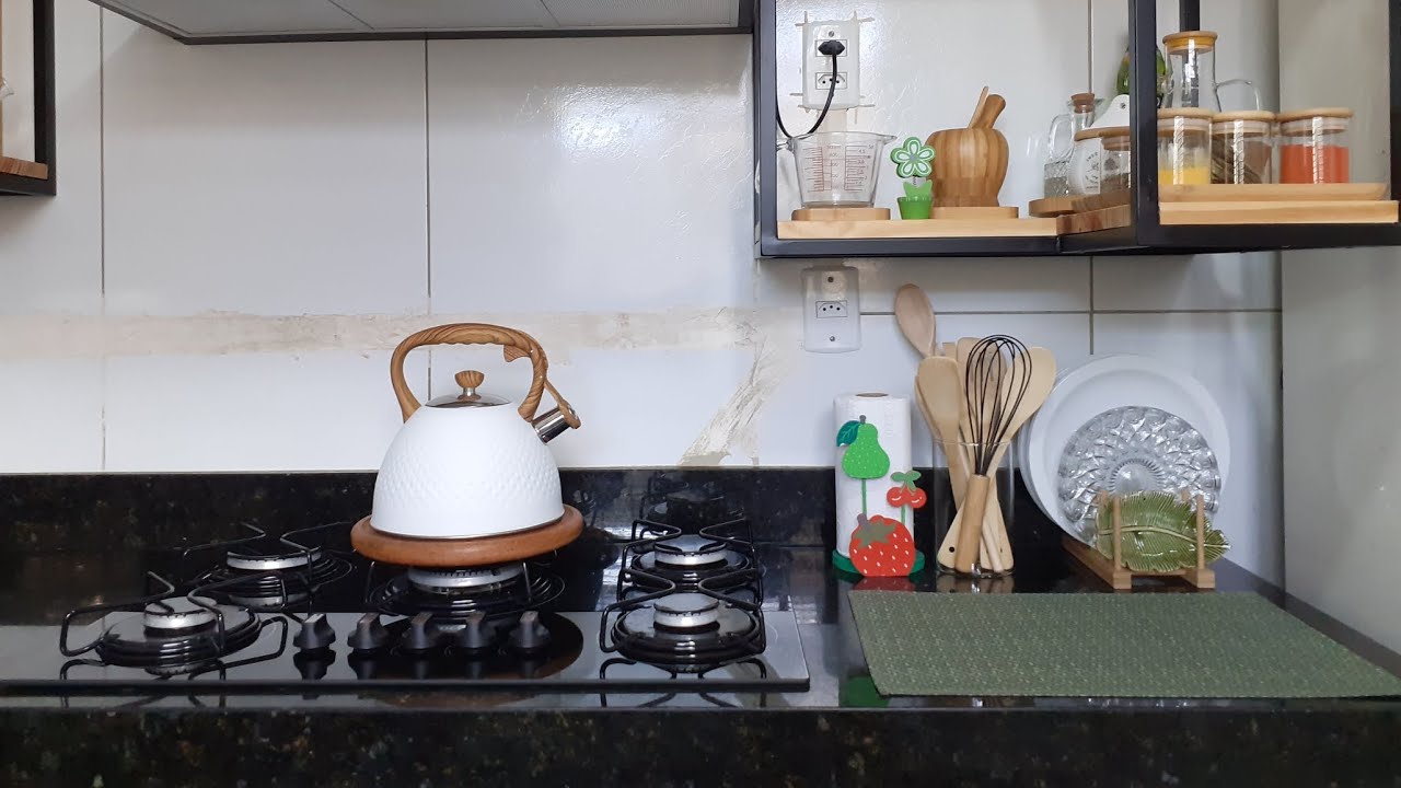 ORGANIZAÇÃO NA COZINHA. BANCADA DO COOKTOP. TOURZINHO BANCADA E NICHOS. 🥰