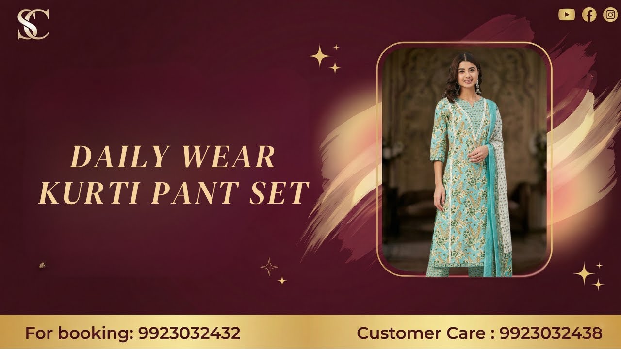 Daily Wear Kurti Pant Set | For Booking :- 9923032432  | Smart  Choice