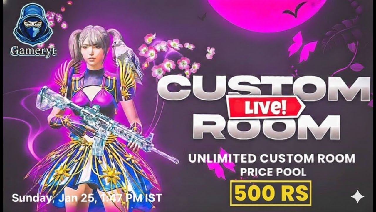 BGMI UNLIMITED CUSTOM ROOM LIVE || PRIZE POOL 500rs ||GAMERYT IS LIVE 