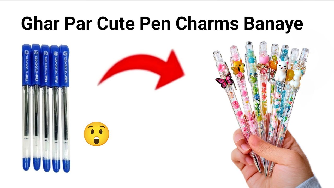 How to make pen charms 🤩/diy homemade glitter pens/easy homemade school supplies/homemade Charms 