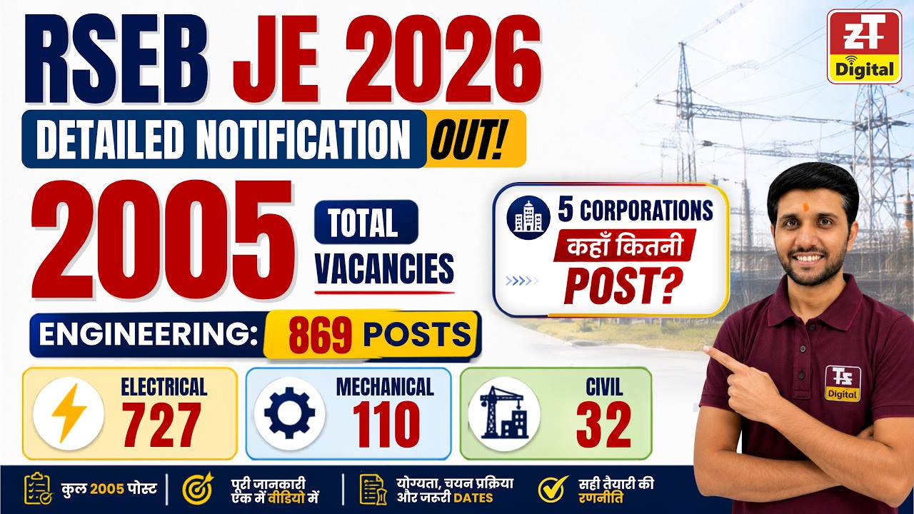 RSEB JE 2026 Detailed Notification OUT || 2005 Vacancies || Complete Details || ZoneTech