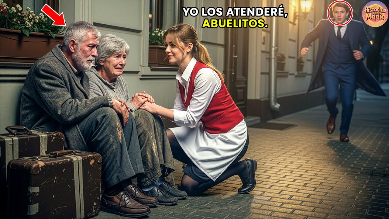La Mesera Ayuda a 2 Ancianos Sin Hogar en Año Nuevo .30 Minutos Después el Millonario Toca la Puerta