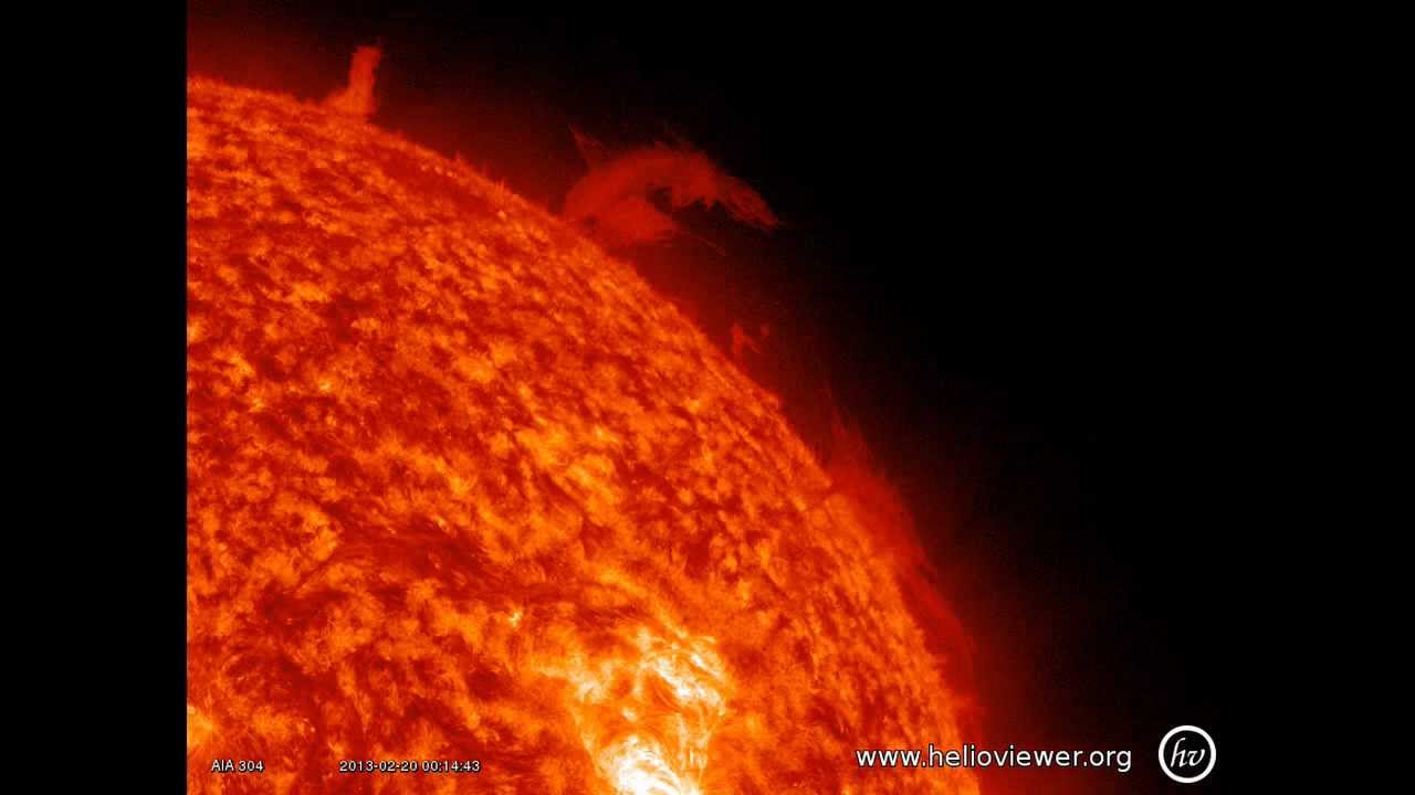BREAKING NEWS -- HUGE PROMINENCE ABOUT TO ERUPT -- 20 FEBRUARY 2013